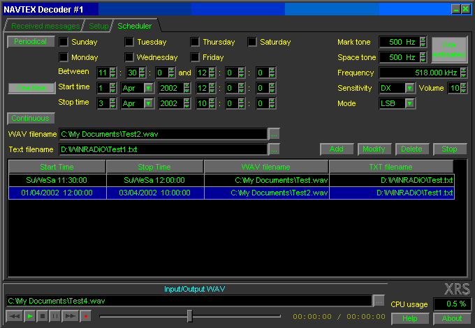 NAVTEX scheduler