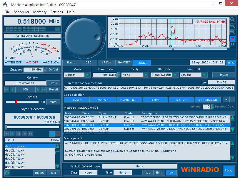 Marine Application Suite TELEX User Interface